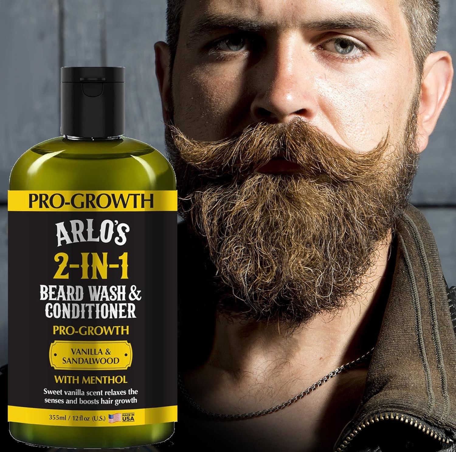 Arlo’s Pro-Growth 2-in-1 Beard Wash and Conditioner – Vanilla Sandalwood with Me