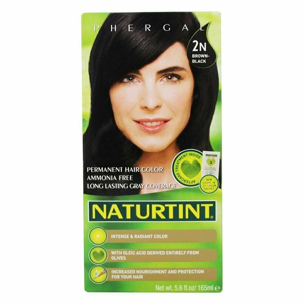 Phergal Naturtint 2N Brown Black Permanent Hair Color 165mL 5.28 fl oz Pack of 1