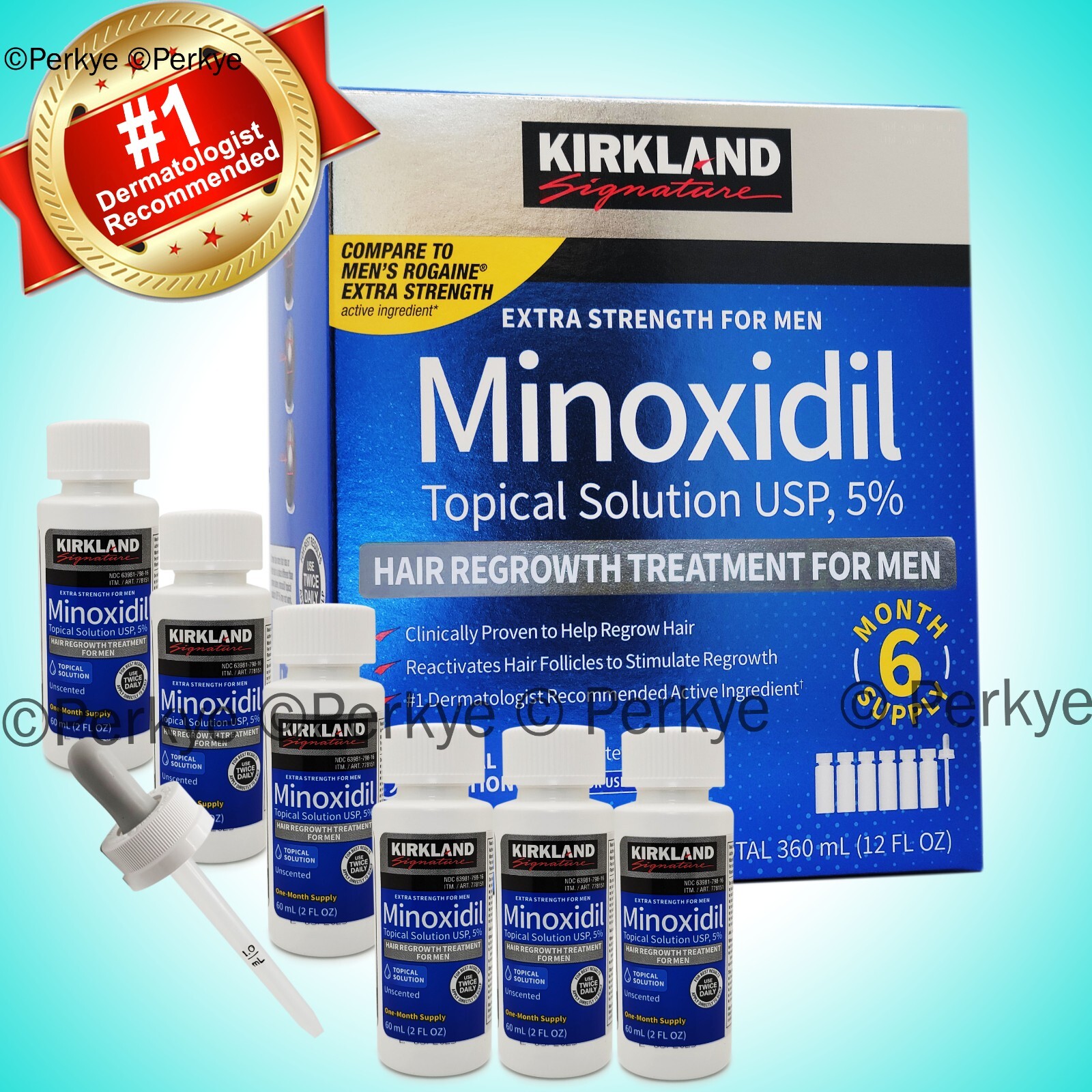 Kirkland Signature Minoxidil 5% Hair Regrowth Treatment for Men – 12oz (6x2fl…