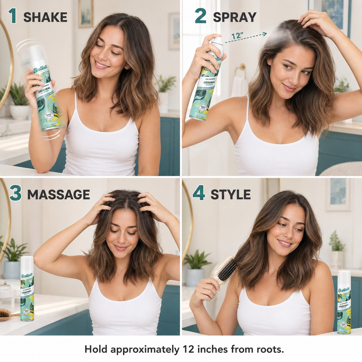 Batiste Dry Shampoo, Original, Classic Clean, 3.81 oz (Pack of 4)