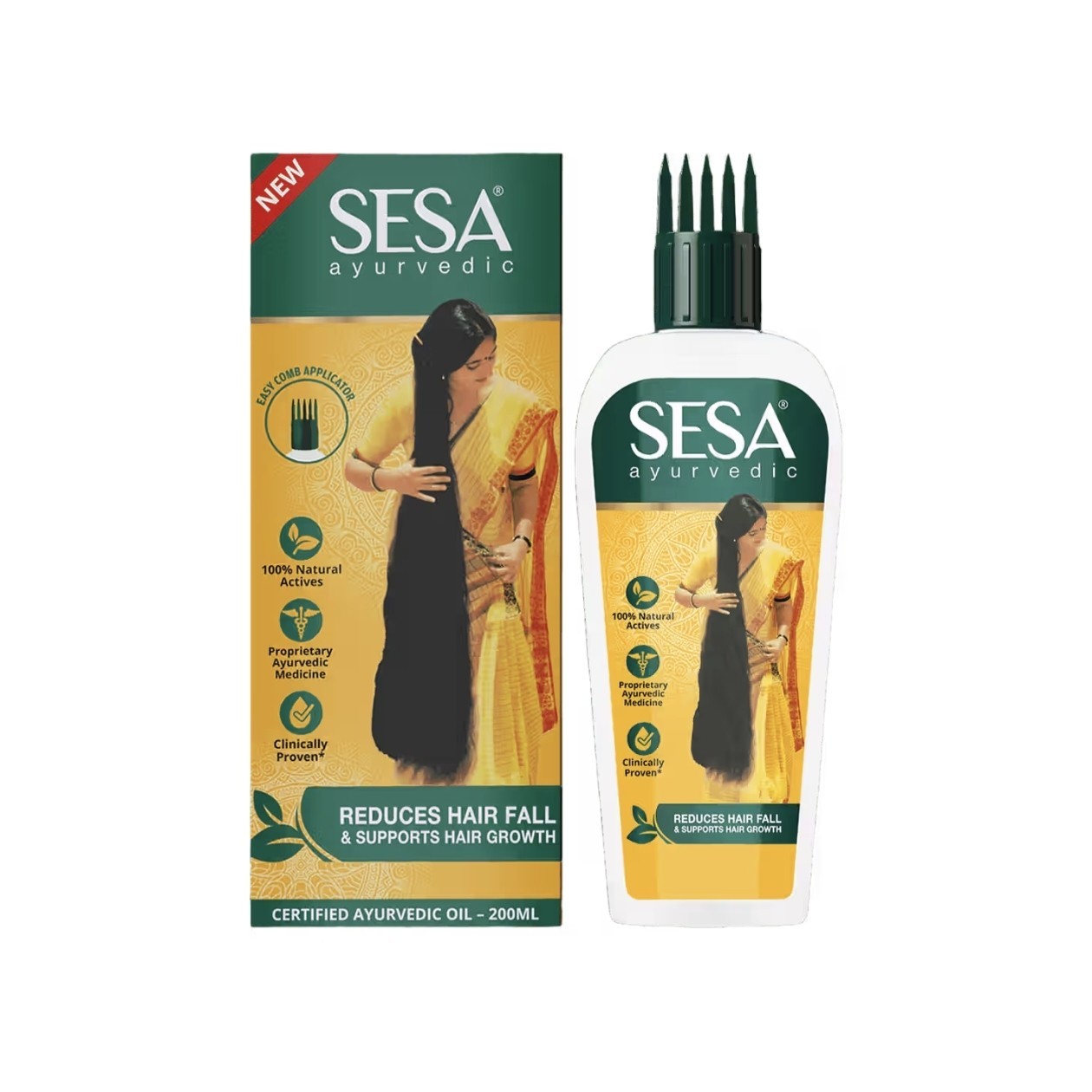 SESA Ayurvedic Hair Oil With Bhringraj & 17 Rare Herbs With Coconut Oil, 200ml