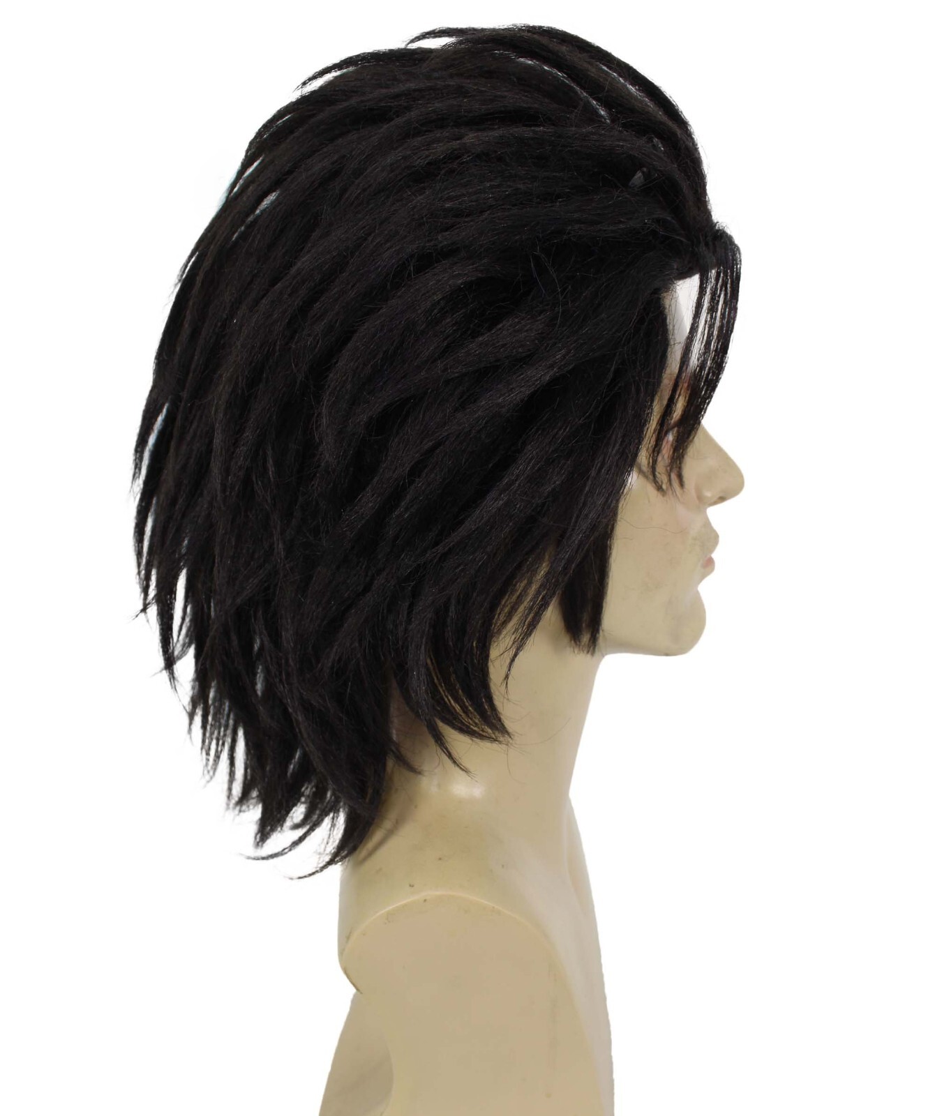 HPO Adult Men’s Swordsman Black Spiky Fantasy Game Wig I Best for Hallow HM-1610
