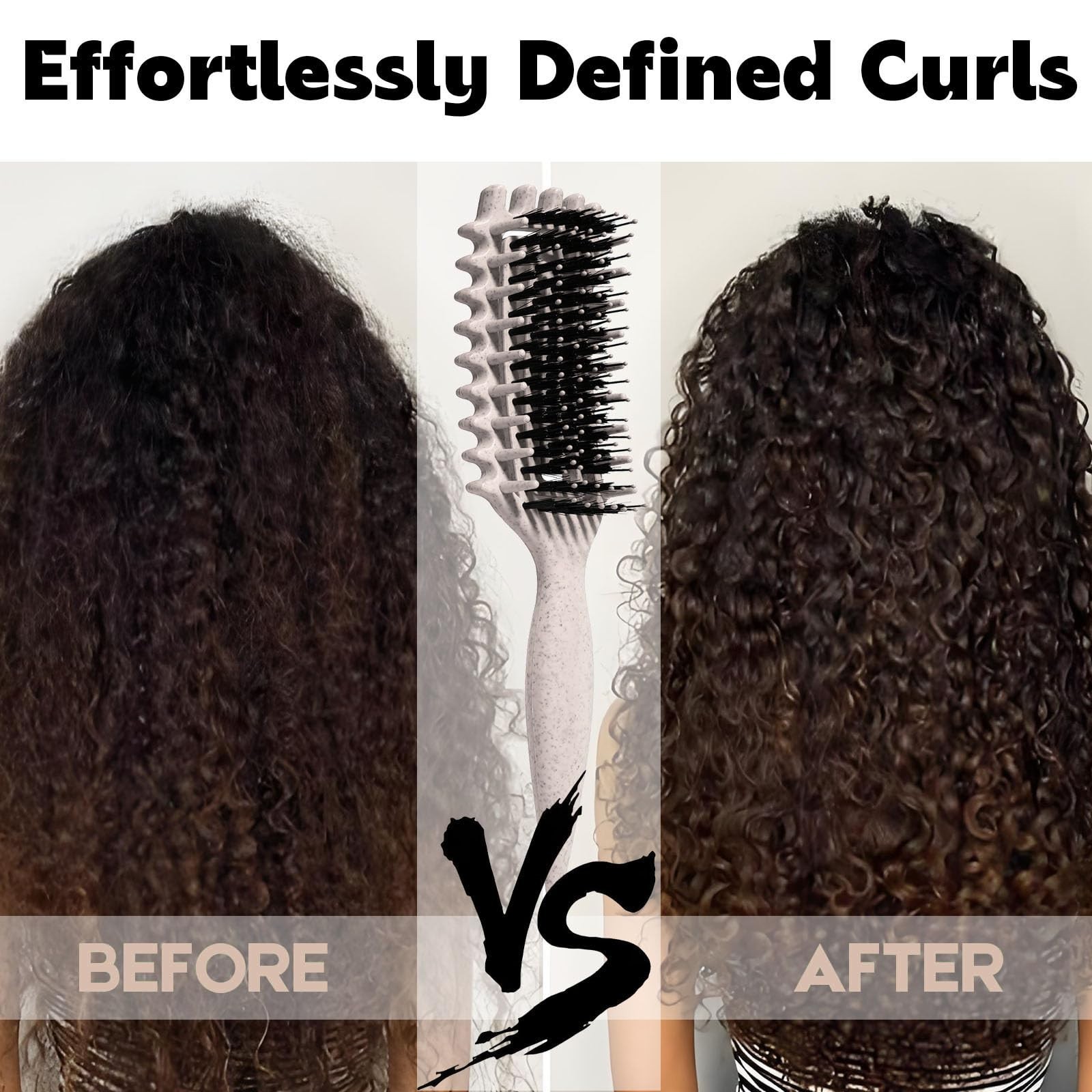 Curly Hair Detangling Brush for Shaping & Defining Curls – Wet & Dry Use, Black