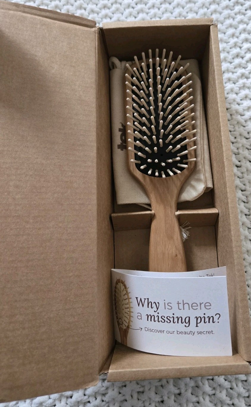 TEK Rectangular Wooden Hair Brush – Handmade in Italy – Medium to Short Hair NEW