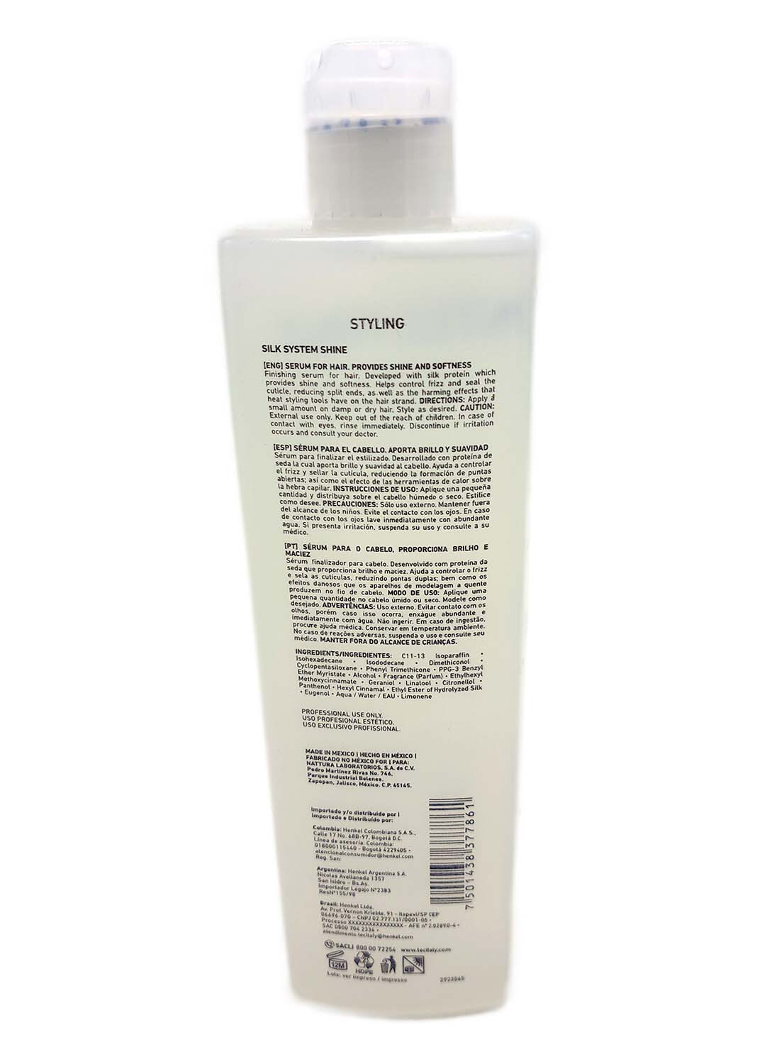 Tec Italy Silk System Shine Treatment – Shine & Softness Serum for hair 10.1 oz