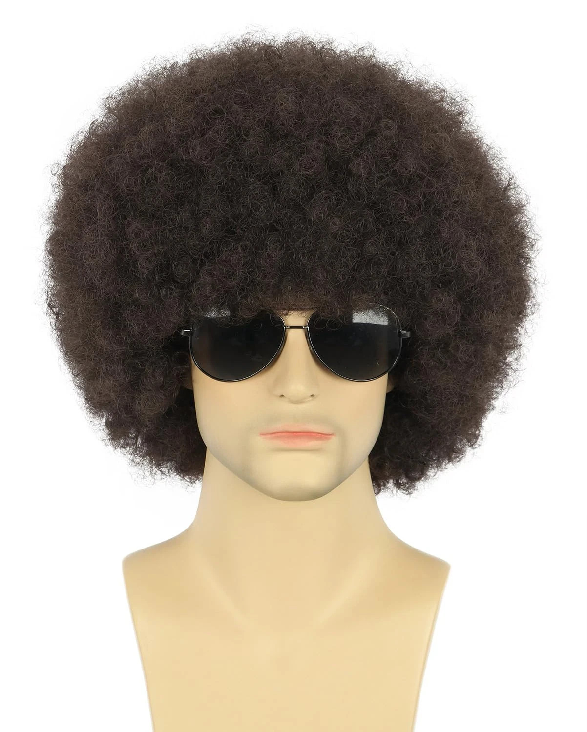 Adult Men Women Afro 70S 80S Curly Dark Brown Wig Rocker Party Wig California Ha