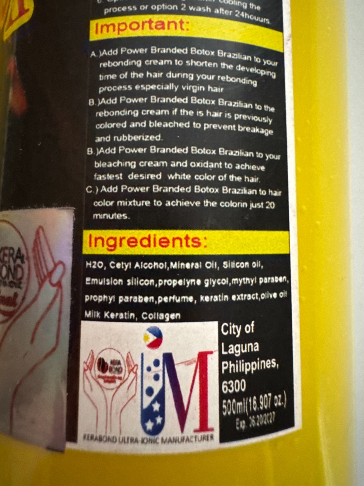 2 Bottles Kerabond Ultra-Ionic Pinoy Brazilian Hair Bo-tox, 500ml Each