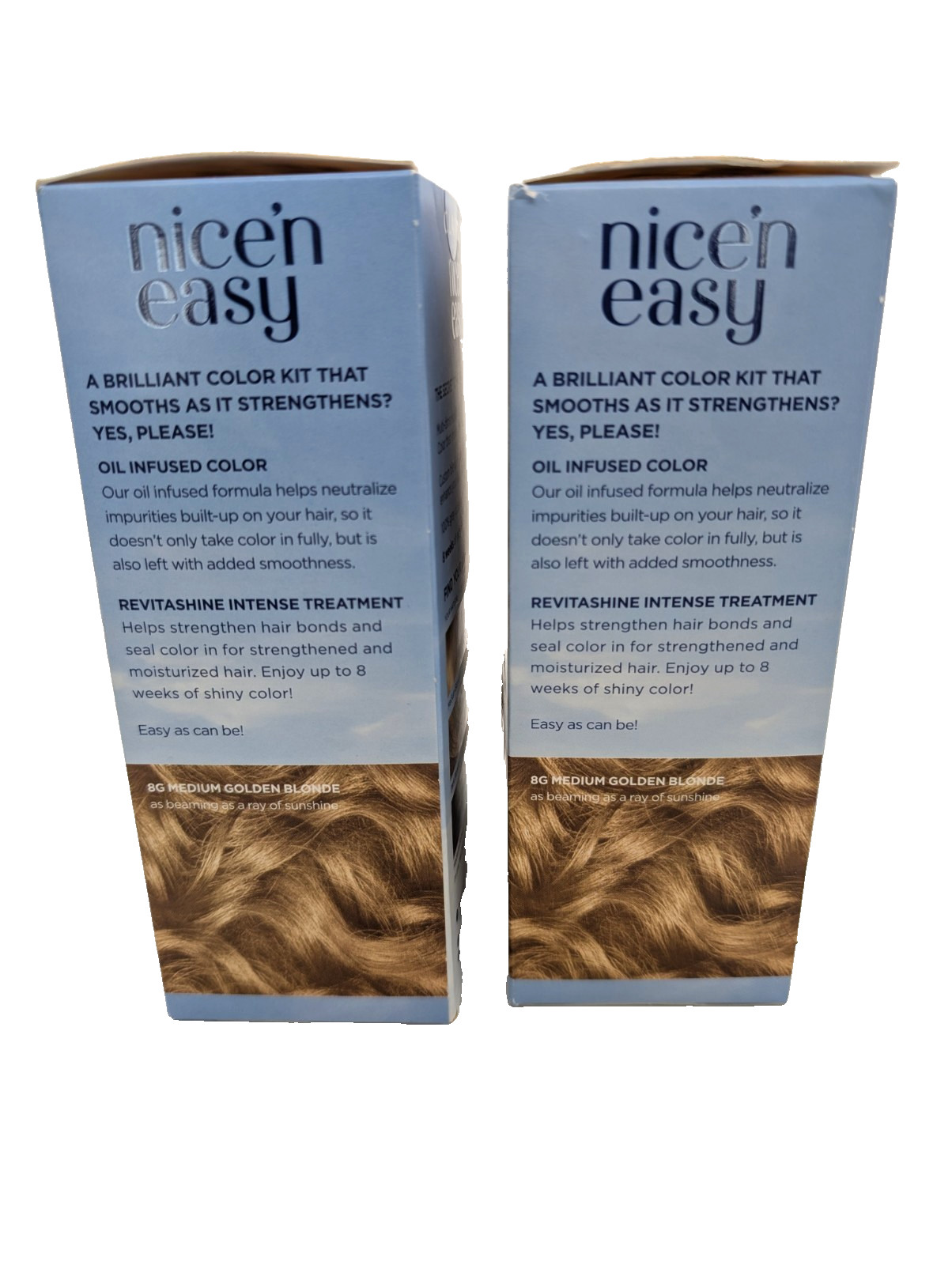 2 – Clairol Nice’n Easy Permanent Hair Color 8G Medium Golden Blonde – Brand New