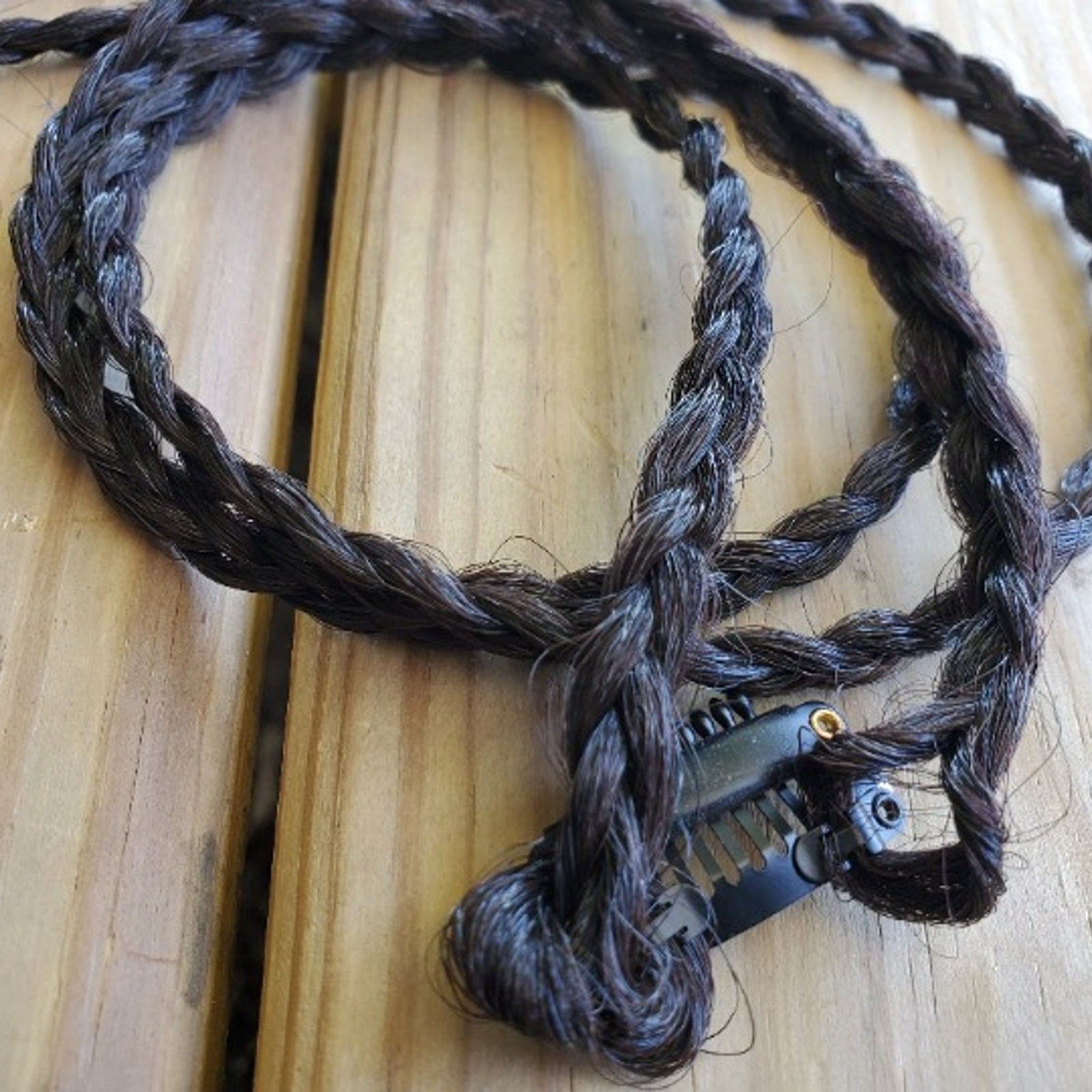 Dark Brown Clip in Braids Hair Extension NEW