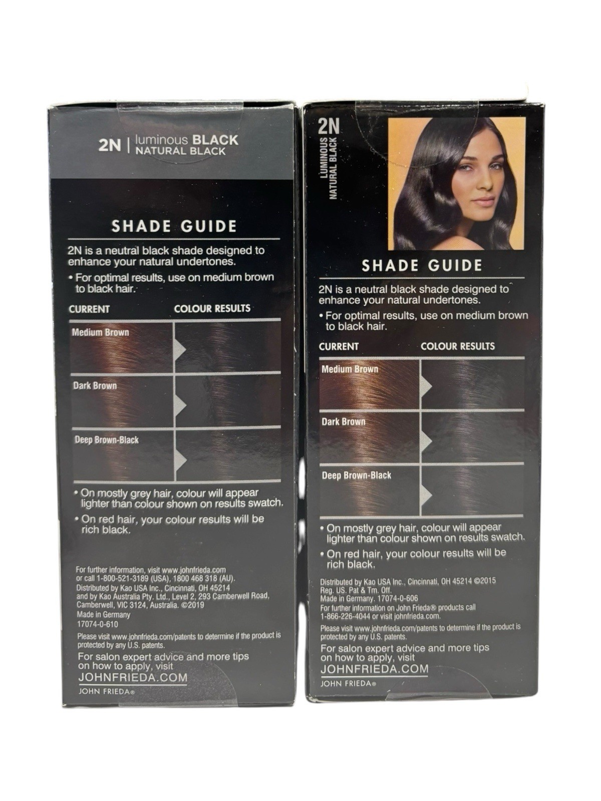 (3) John Frieda Luminous Black Precision Foam Hair Color 2N Natural Black NIB