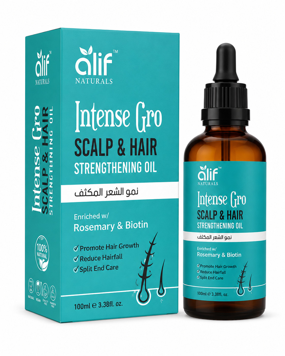 Rosemary Strengthening Hair oil | Biotin, Peppermint, Argan oil | 3.38 fl. oz