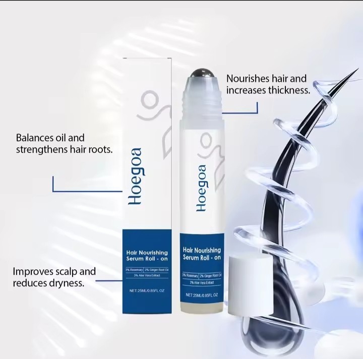 Hoegoa Hair Nourishing Serum Roll-On 25ml Hair Growth Scalp Treatment with Rosem