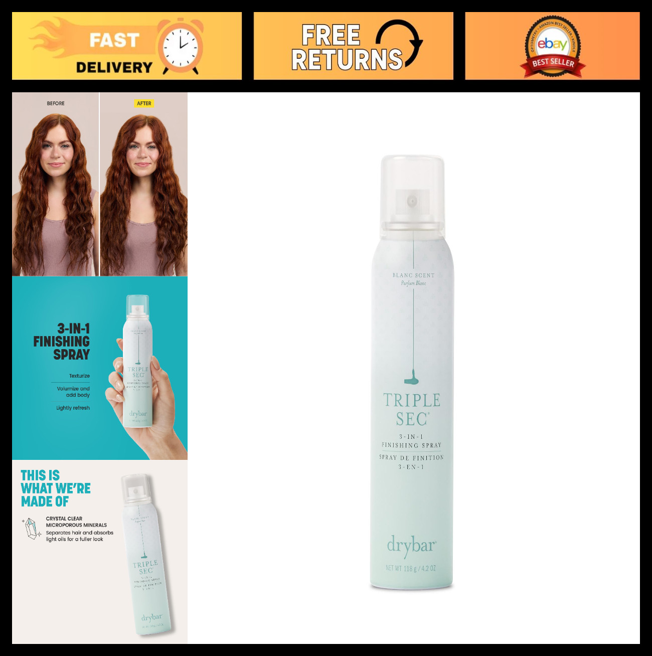 3-in-1 Finishing Spray for Hair – Adds Texture, Amplifies Volume & Refreshes – A