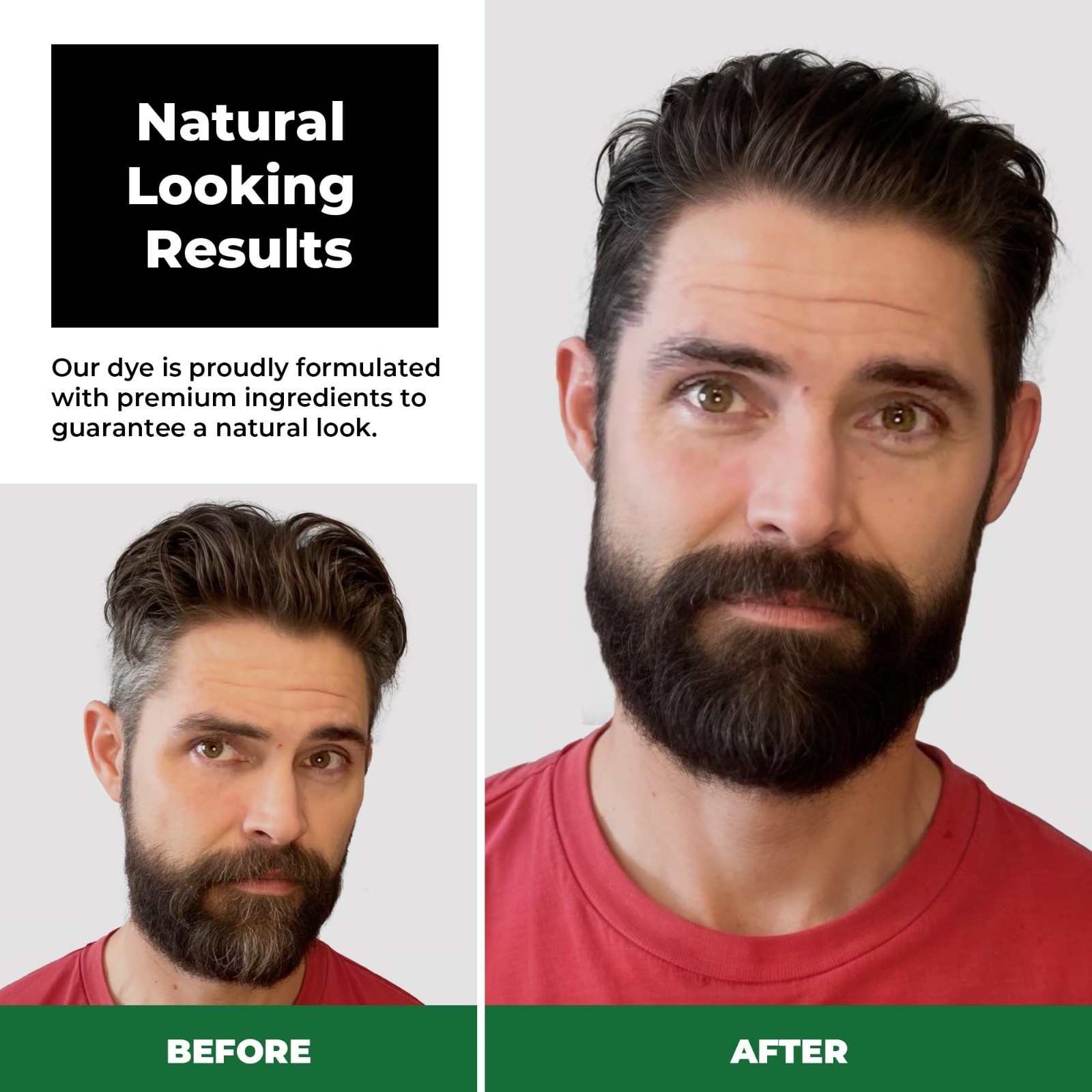 Men’s Hair Color Dye Kit – Ammonia-Free Brown Black, Full Gray Coverage, Beard &