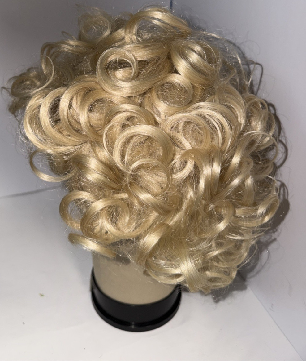 Vintage Curly Wig Short Ash Blonde Synthetic Modacrylic China Japan Fiber