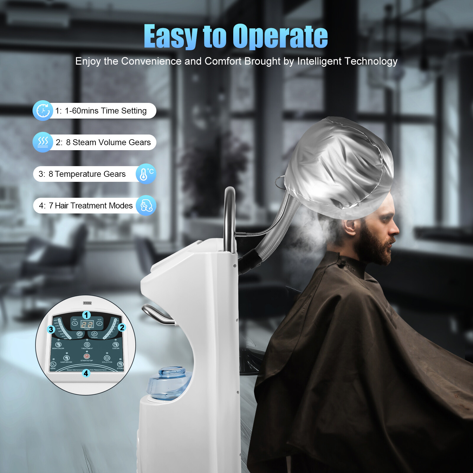 Stand Hair Steamer Hair Dyeing Oil Treatment Machine Hairdress Salon SPA Beauty