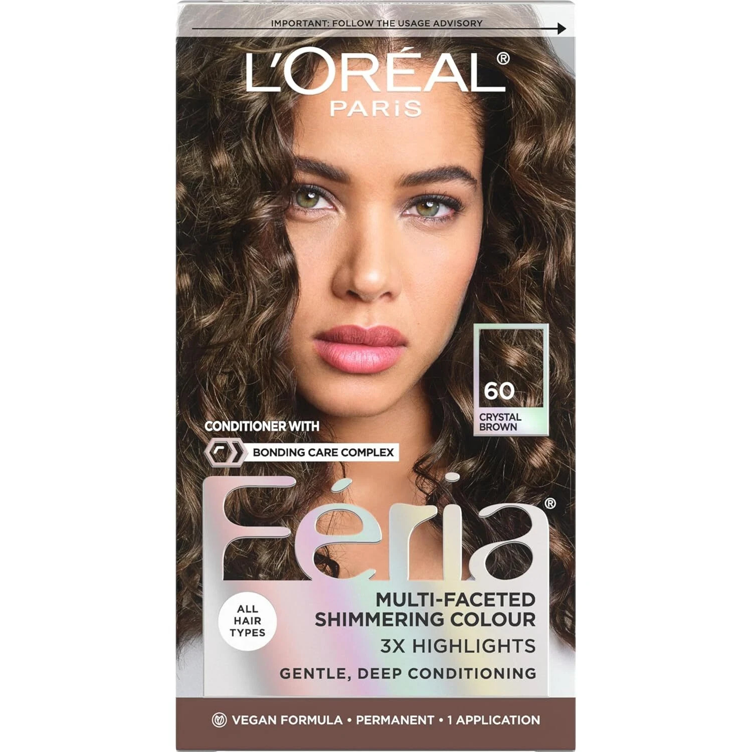 L’Oreal Paris Feria Shimmering Permanent Hair Color,60 CRYSTAL BROWN