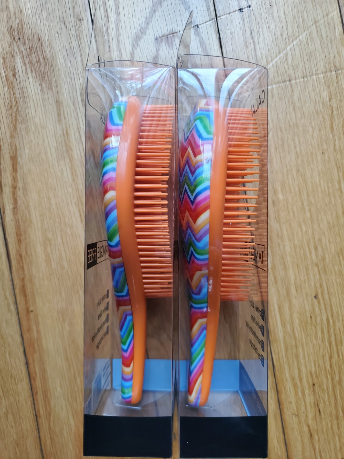 Lot 2 Of Cala Tangle Free Detangler Hair Brush Rainbow Zigzags. China Made.