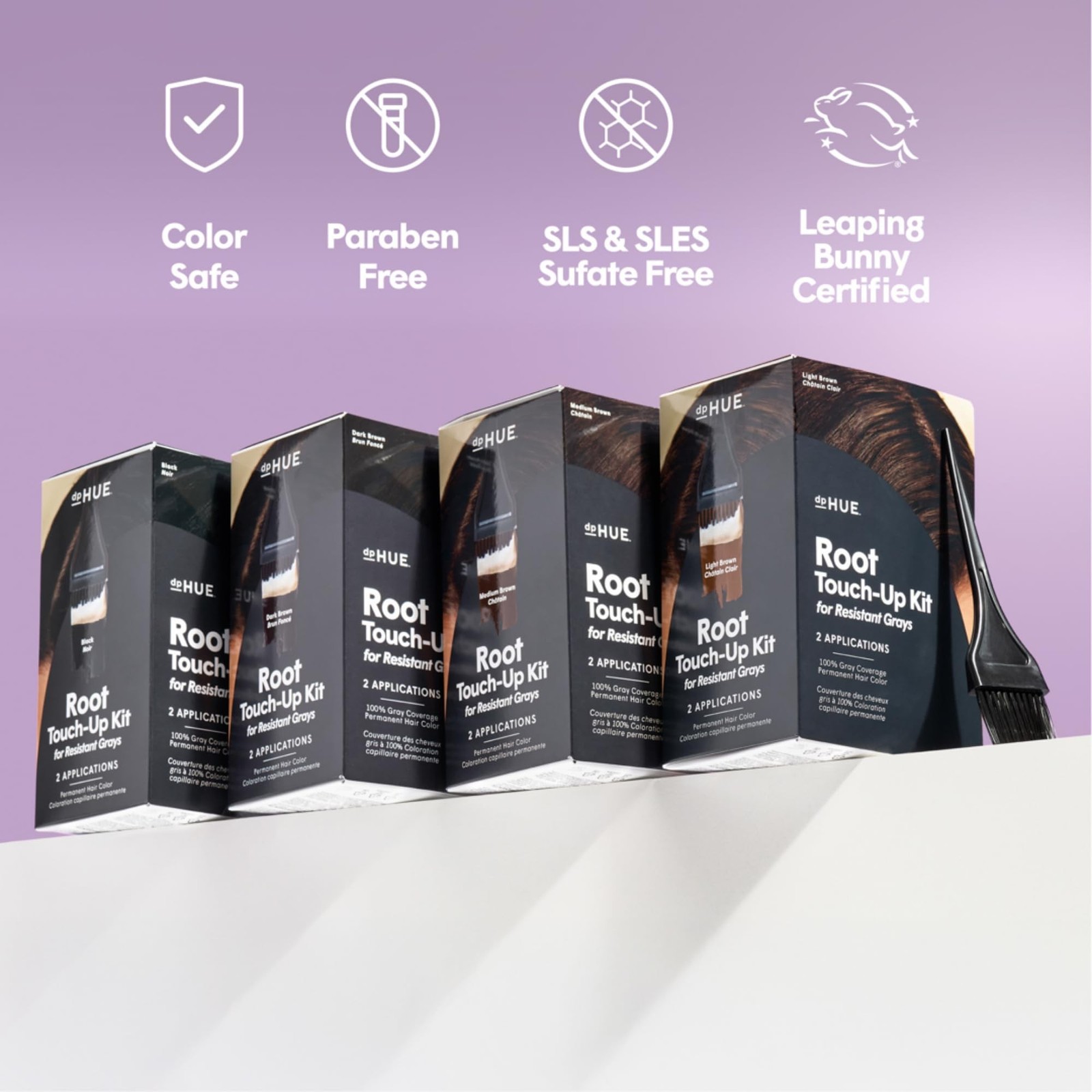 dpHUE Root Touch-Up Kit Light Brown – Resistant Grays – 2 Applications