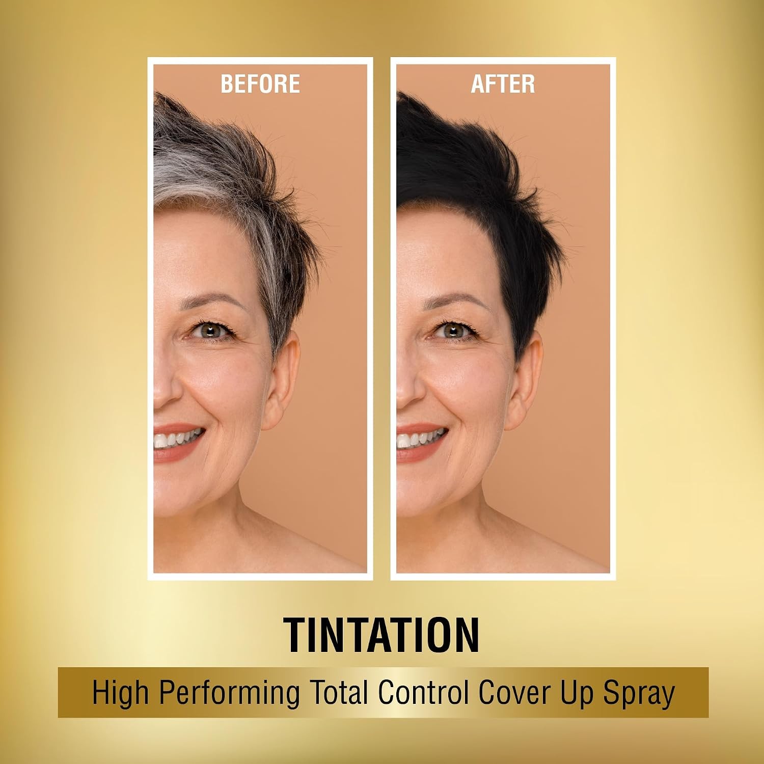 Kiss Tintation Temporary Hair Color Spray, Instant Gray Root Touch Up – Black