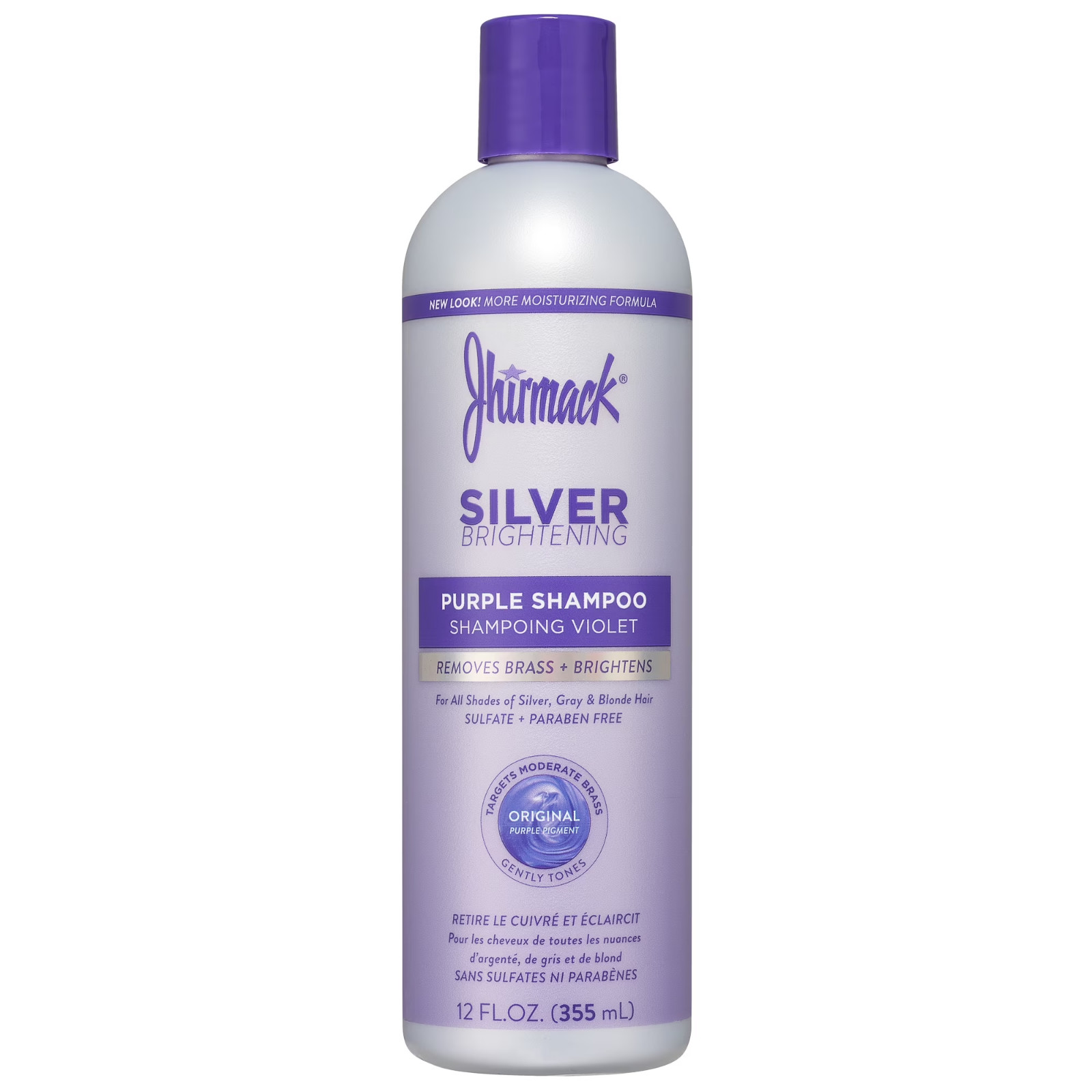 Jhirmack Silver Brightening Purple Shampoo for All Shades of Gray, White 12 floz