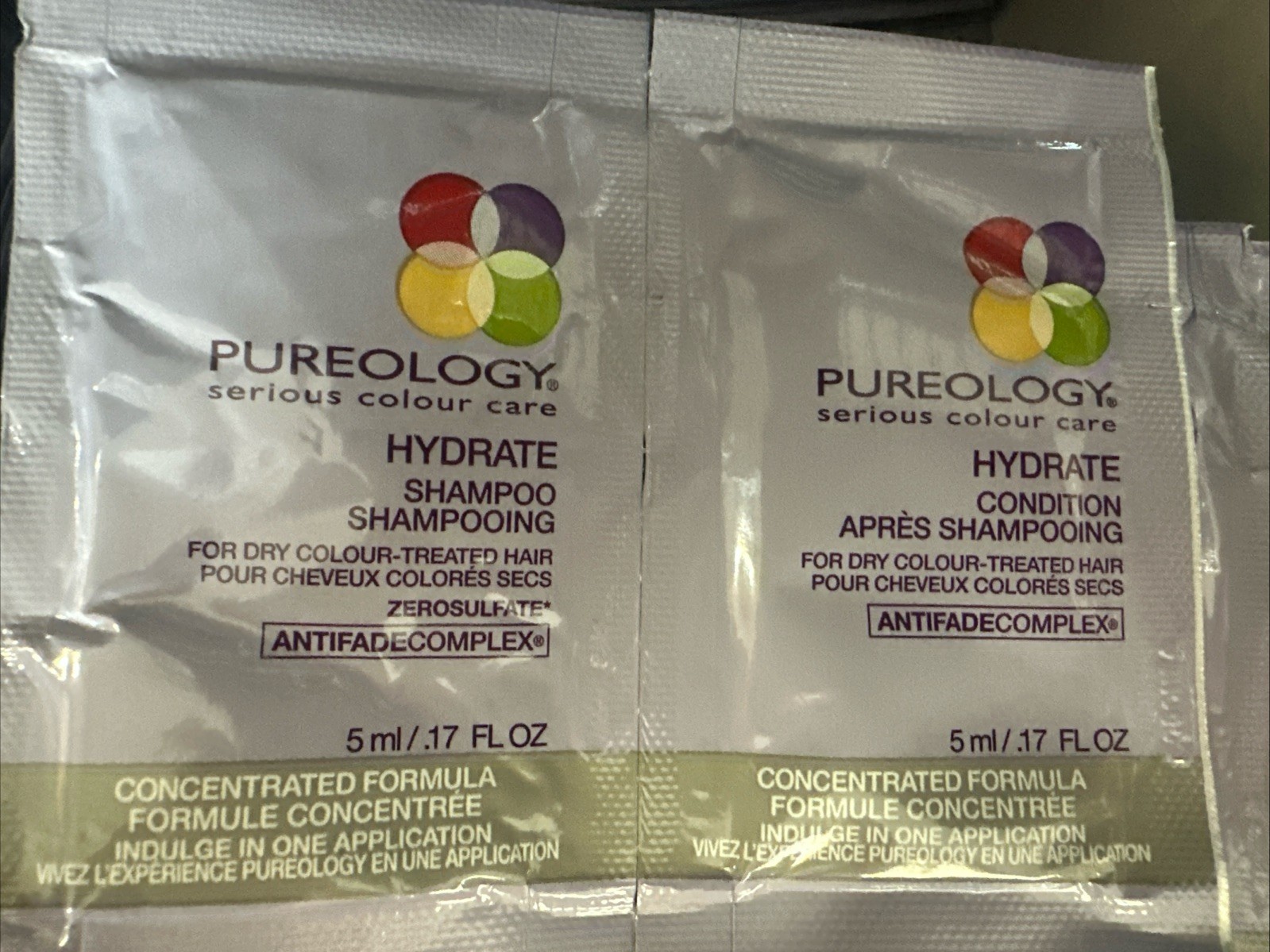 10 X Hydrate Shampoo & Conditioner Duo Packets Pureology 5ml