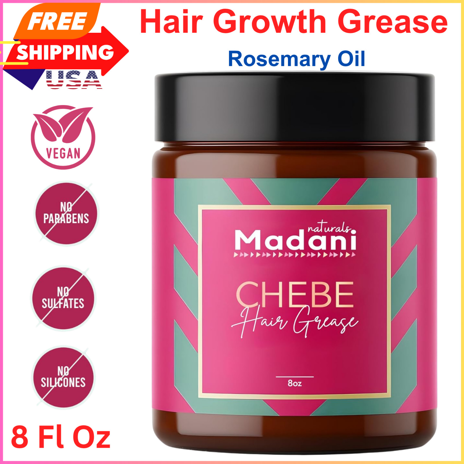 Chebe Hair Growth Grease with Rosemary Oil, Hair Thinning And Hairloss Treatment