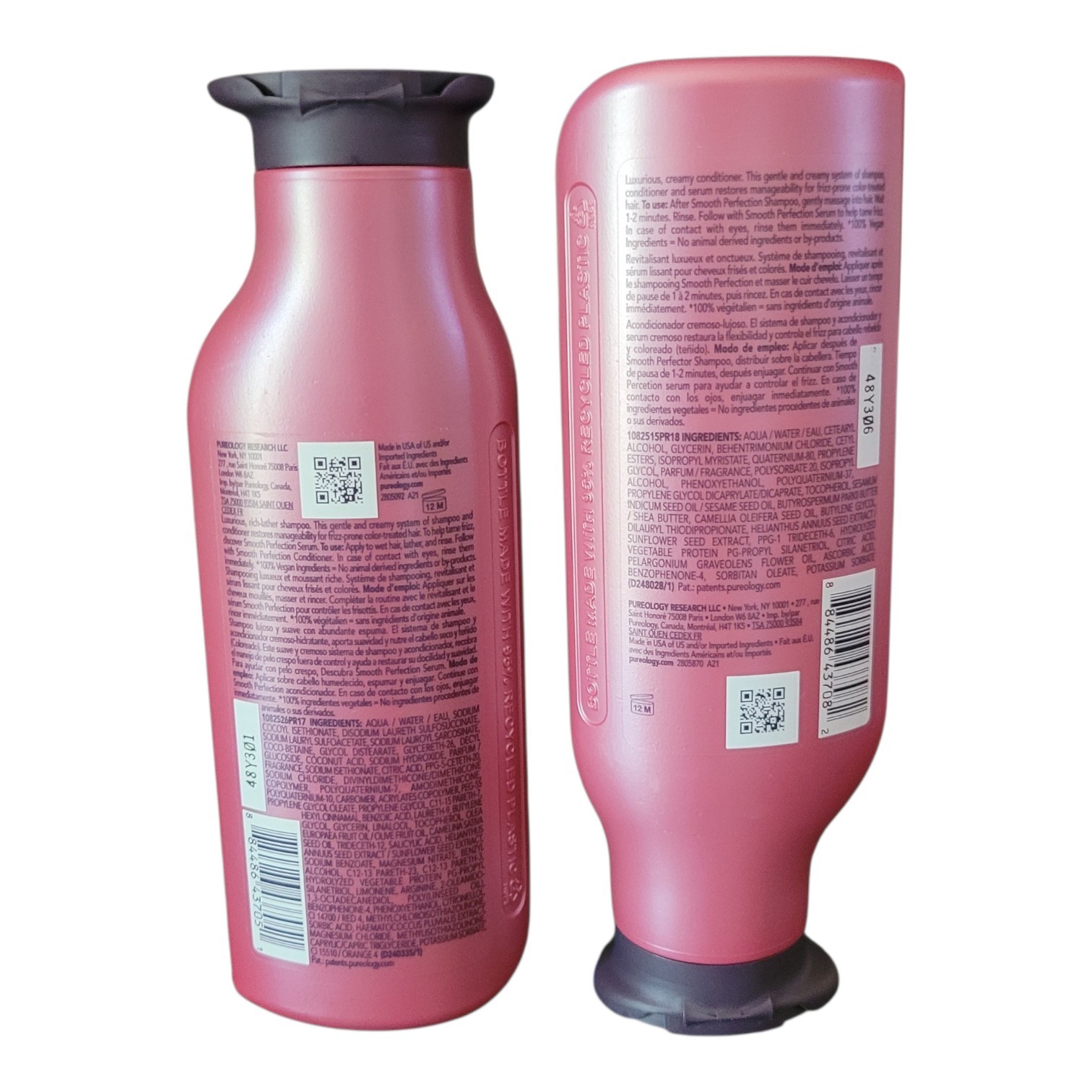 Pureology Smooth Perfection Shampoo Conditioner Duo Frizz Control 9oz Each