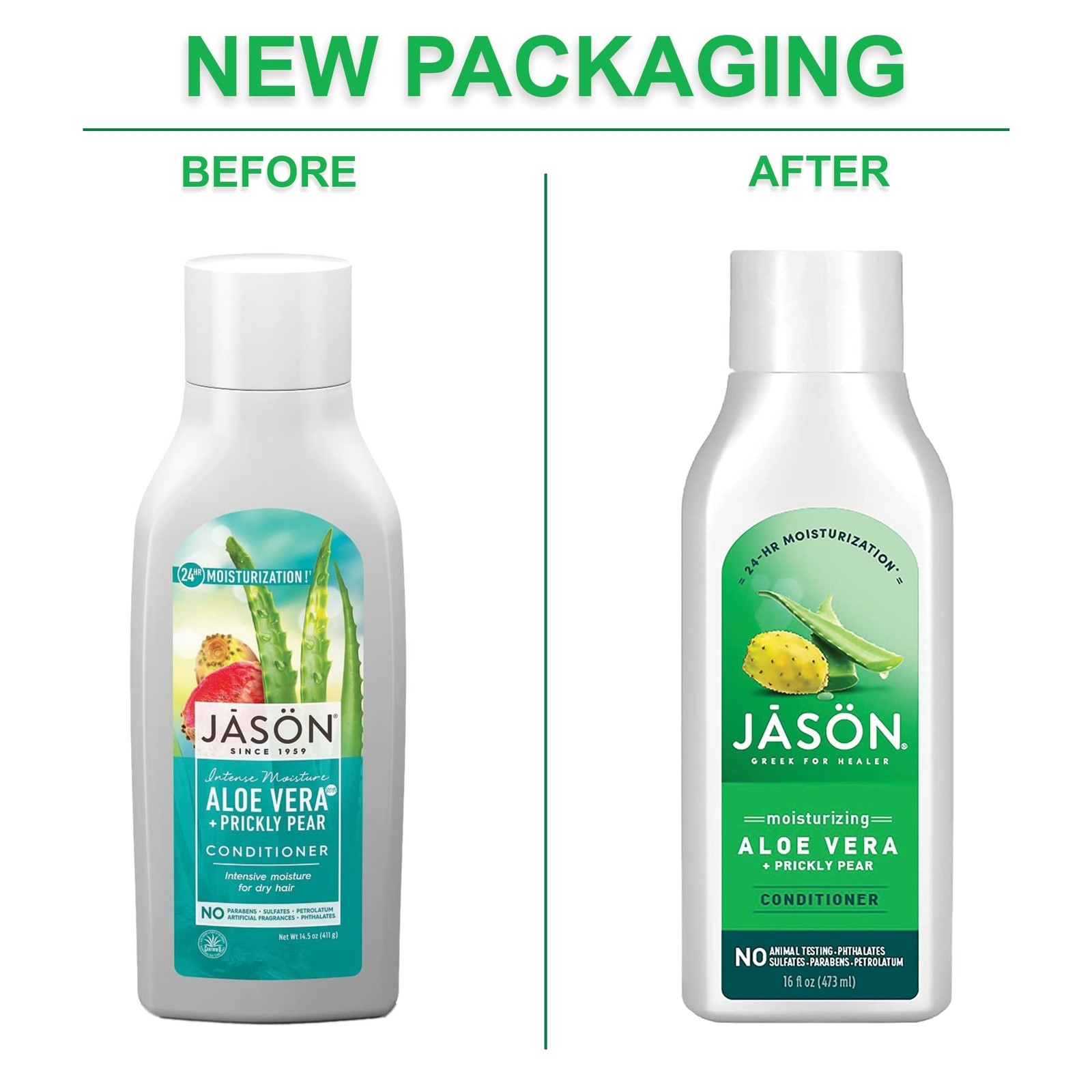 Jason Moisturizing Aloe Vera Conditioner, 16 Oz, 2 Bottles (Packaging May Vary)