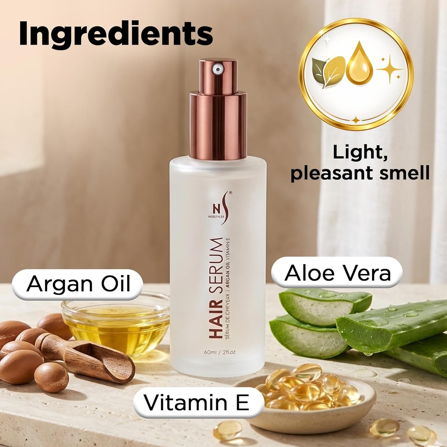 Herstyler Argan Oil Hair Repair Serum Anti Frizz Control Natural Shine Pack of 2