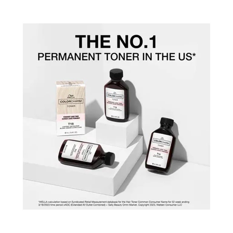 WELLA COLORCHARM Permanent Liquid Hair Toners T18 Lightest Ash Blonde 1.4oz