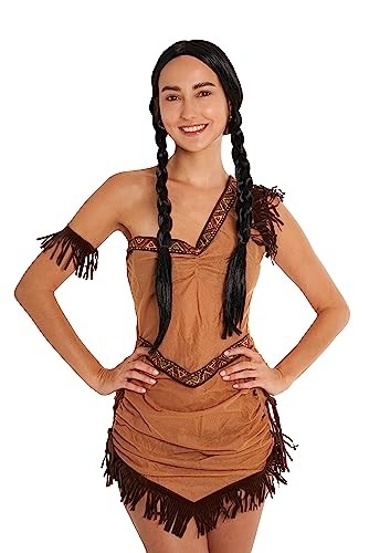 Happy Hippo Black Braided Costume Wig – Wednesday/Pocahontas, Adult