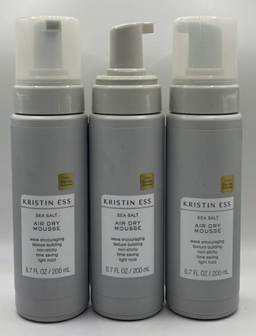 3PK Kristin Ess Sea Salt Air Dry Mousse ~ 6.7 FL OZ EA ~ Light Hold ~ NEW ~ READ