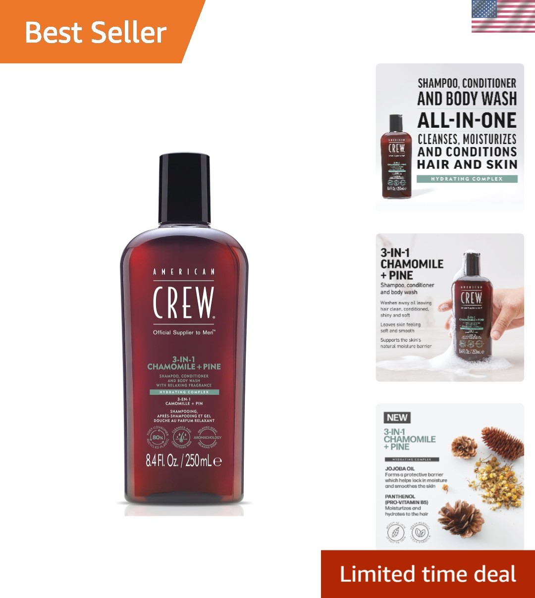 3-in-1 Shampoo & Body Wash, Chamomile & Pine, 8.4 fl oz | All-in-one shampoo,…