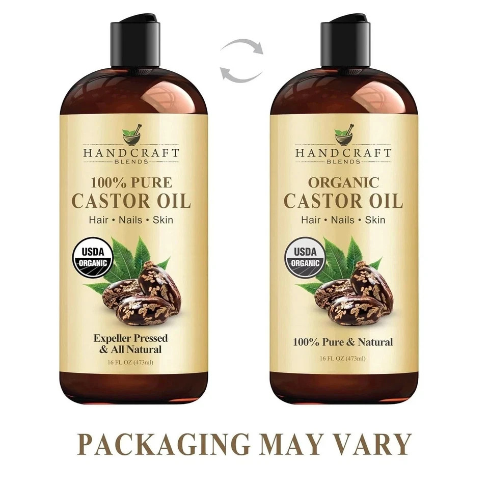 Organic Castor Oil 100% Pure and Hexane-free Cold-pressed Beauty 16 Floz