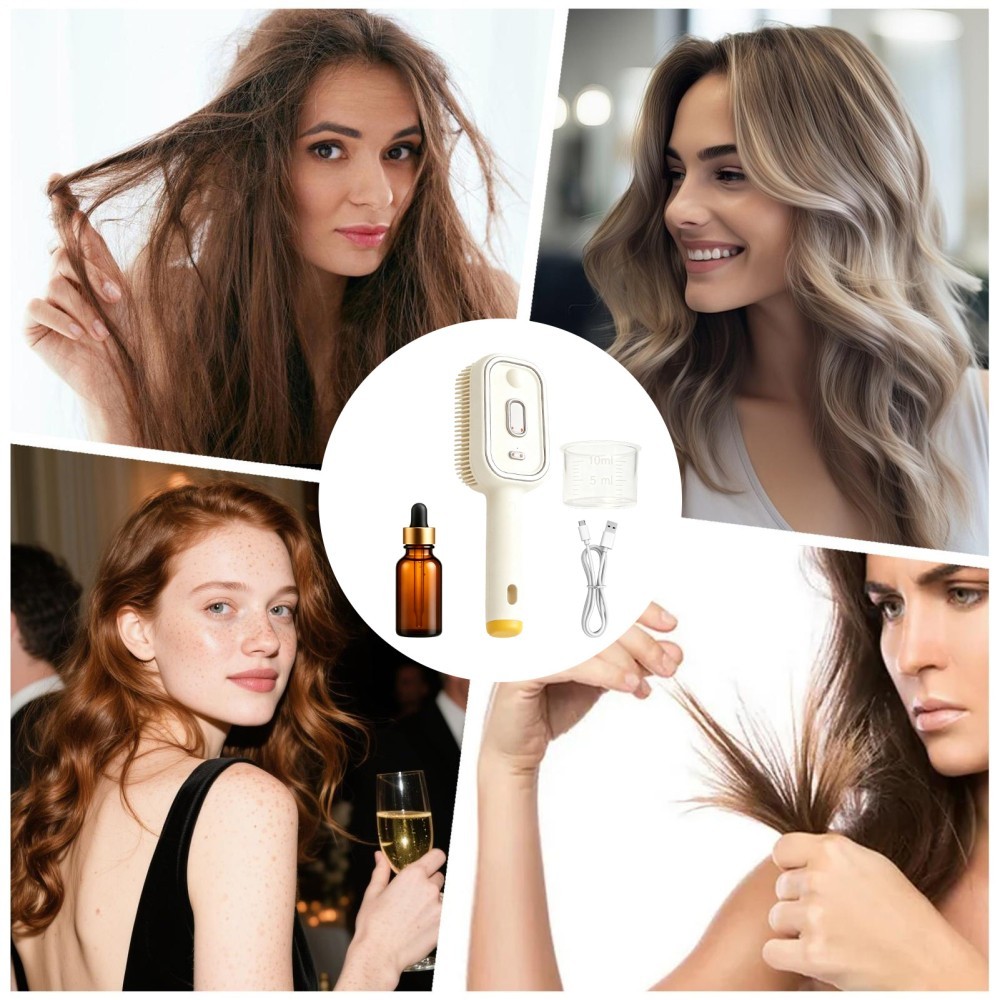 Electric Spray Air Cushion Massage Comb Rechargeable Nano Mist Hair Brush