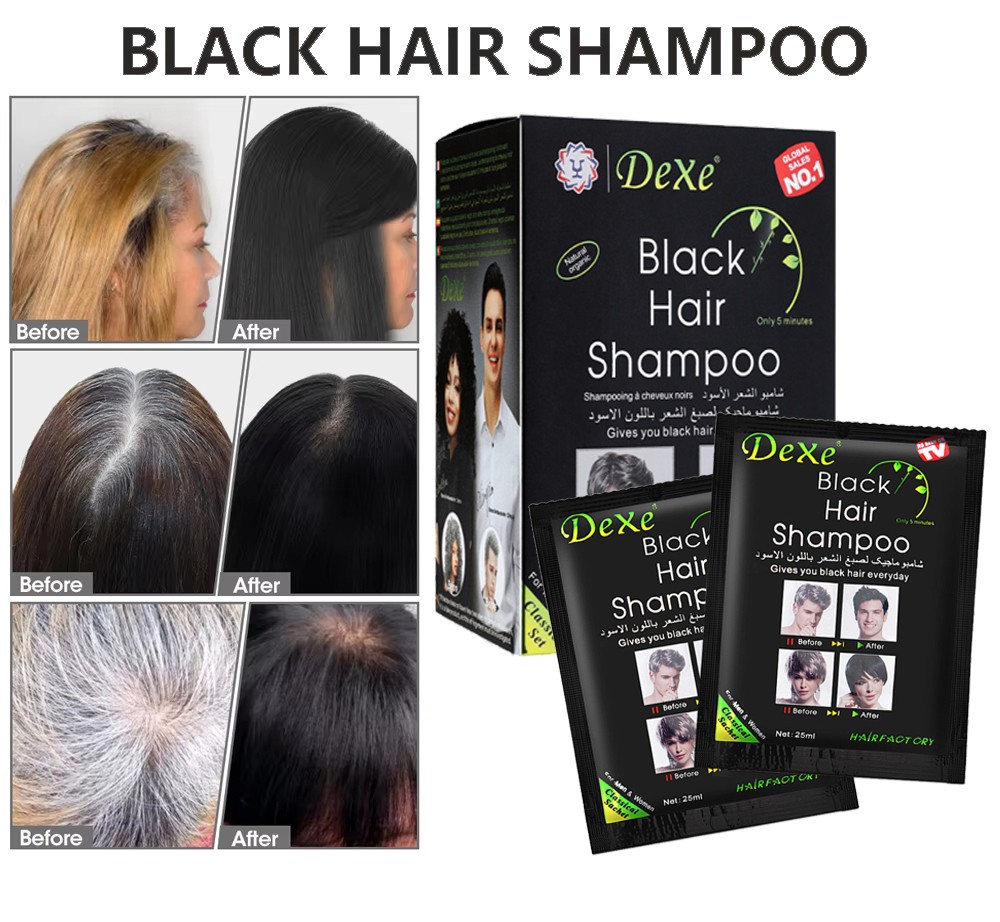10-100X DEXE Black Hair Shampoo Natural Instant 5-Min Hair Color Dye for Unisex