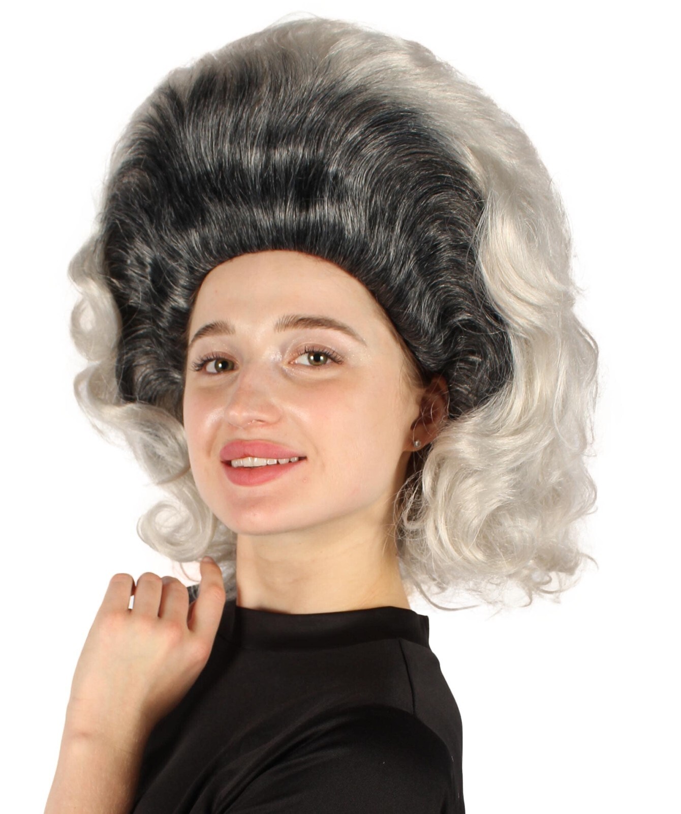 Adult Unisex Drag Queen Grey-black Beehive Wig, Non-flammable Synthetic HW-7046