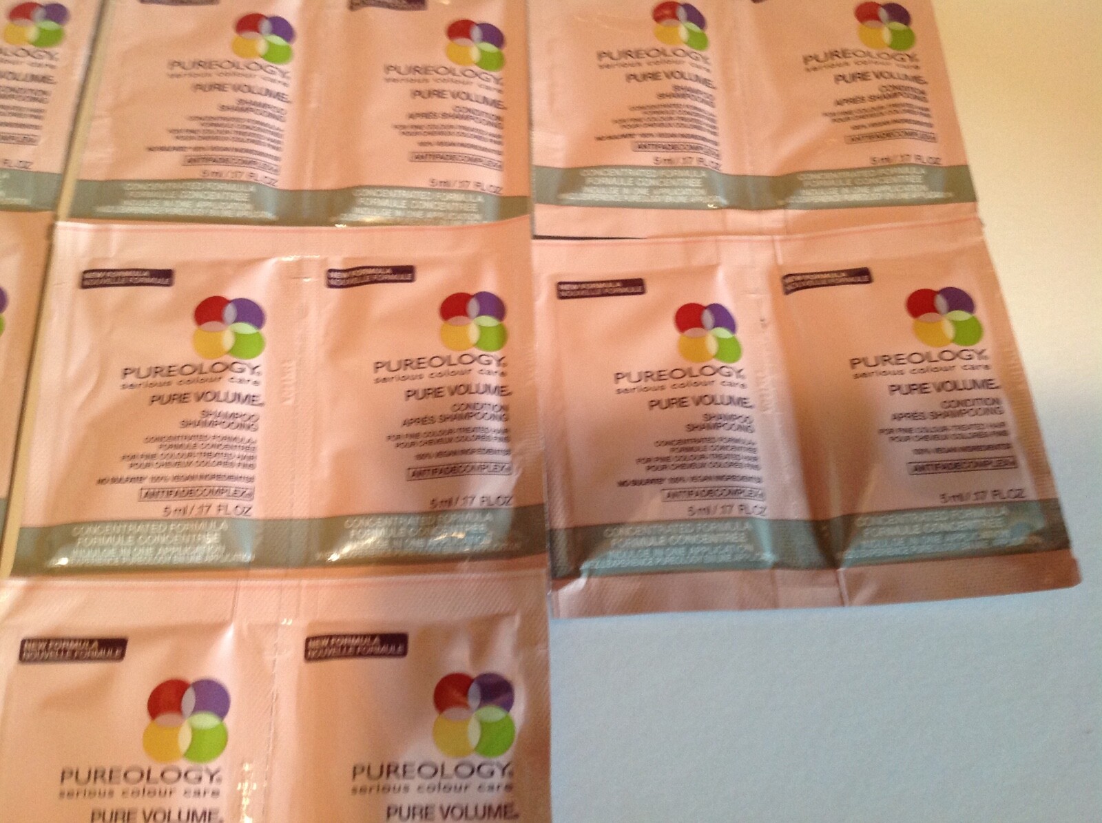 Pureology Antifade Pure volume Shampoo & Conditioner .17 oz 18 Samples Of Each