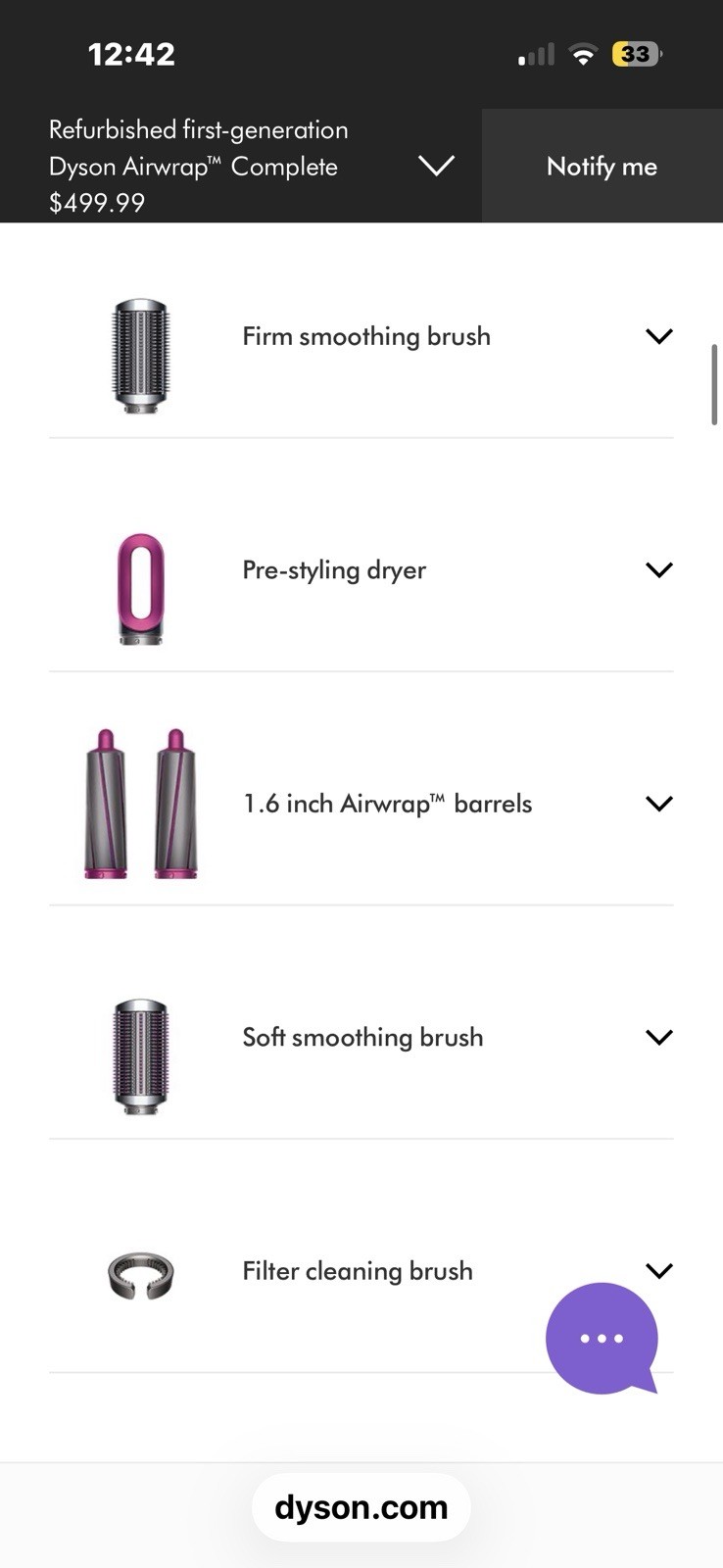 Dyson Airwrap Complete Multi Styler Nickel/Fuchsia 1.2/1.6in 1300W HS01 Case