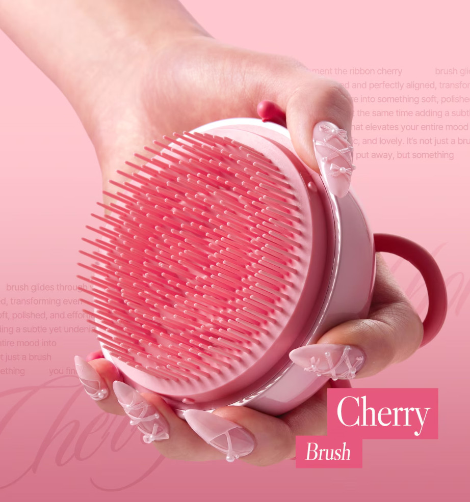 Authentic medicube x FOREVER:CHERRY Hair Brush Ribbon Cherry Pink Detangling