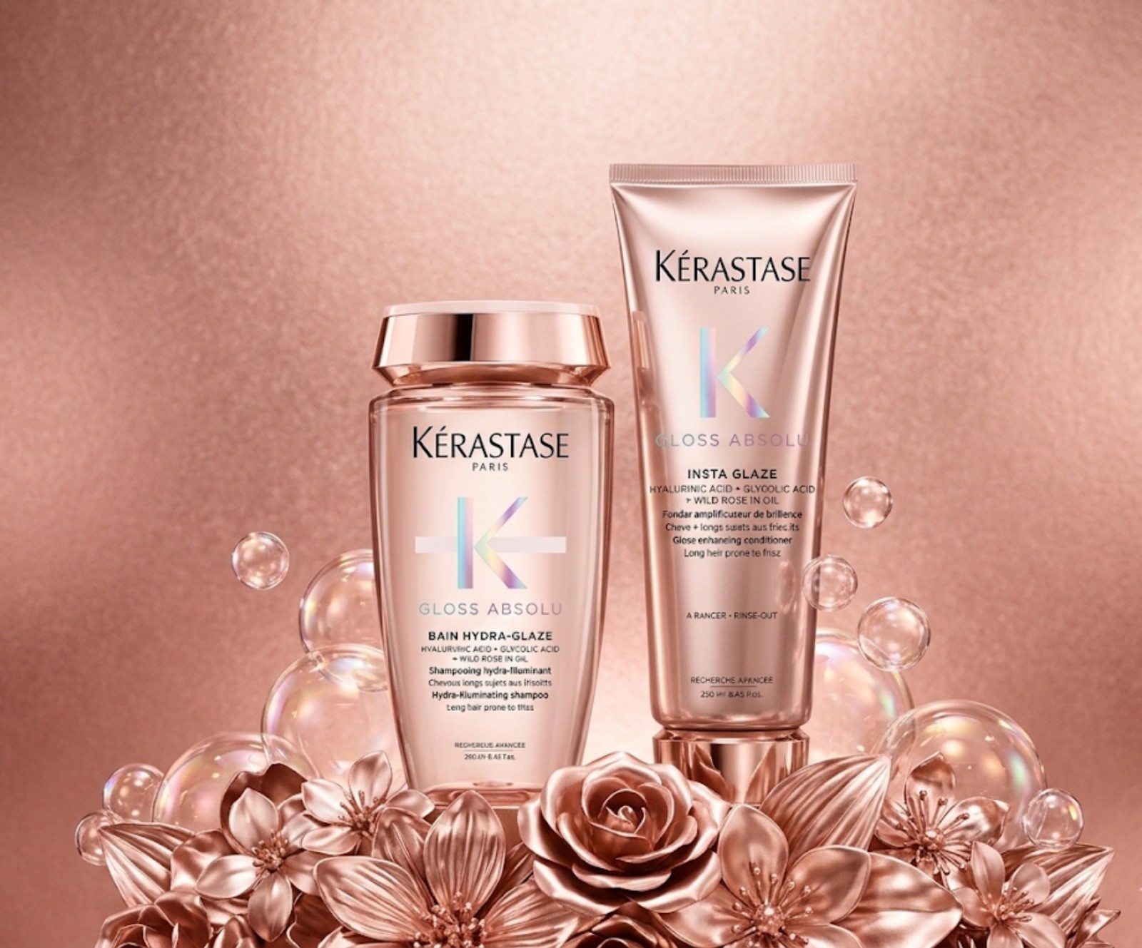 Kerastase Gloss Absolu Bain Hydra Glaze Shampoo & Conditioner 8.45oz/250ml SET