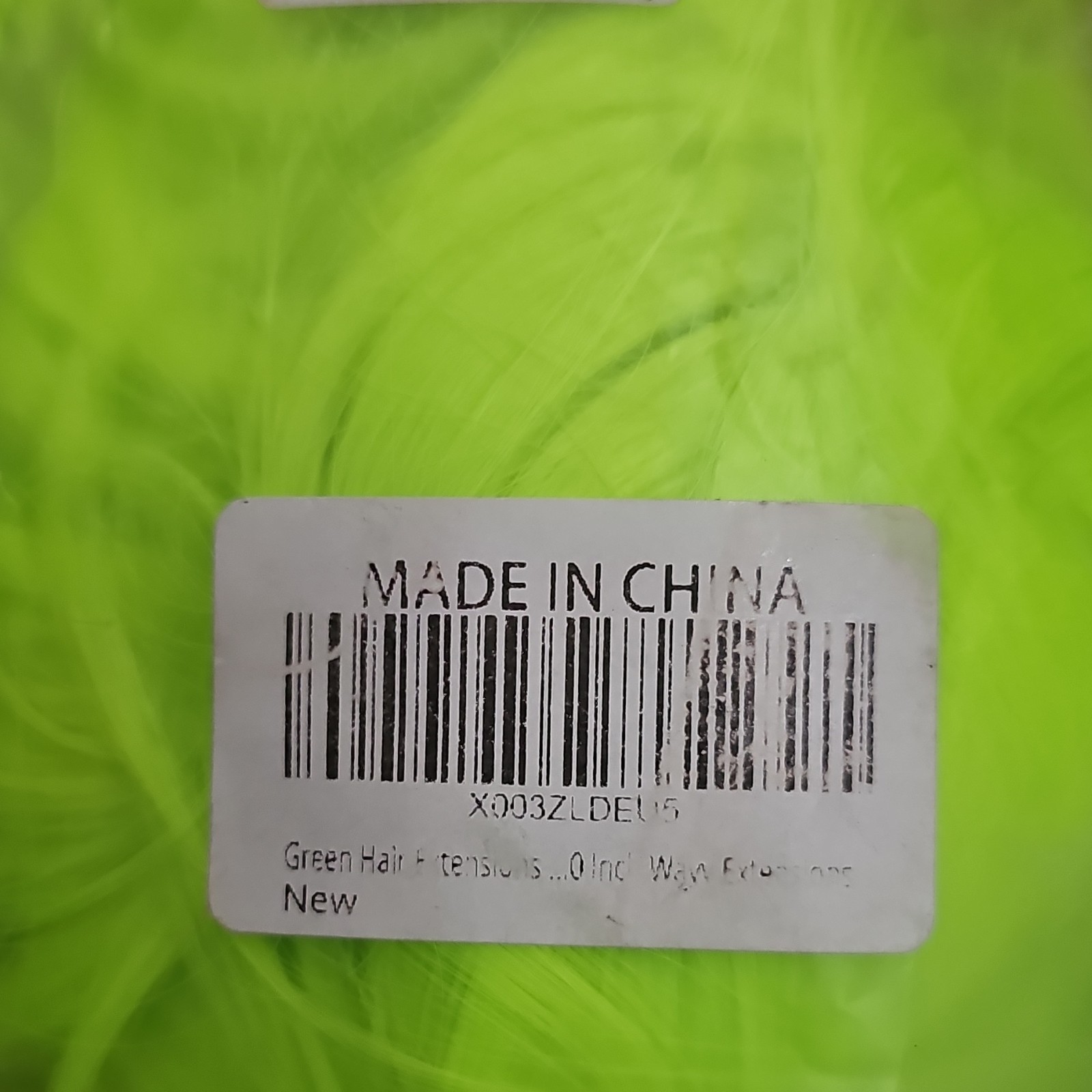 Neon Green Synthetic Wig/Hairpiece 75cm Long Hair Made in China MPN 4322