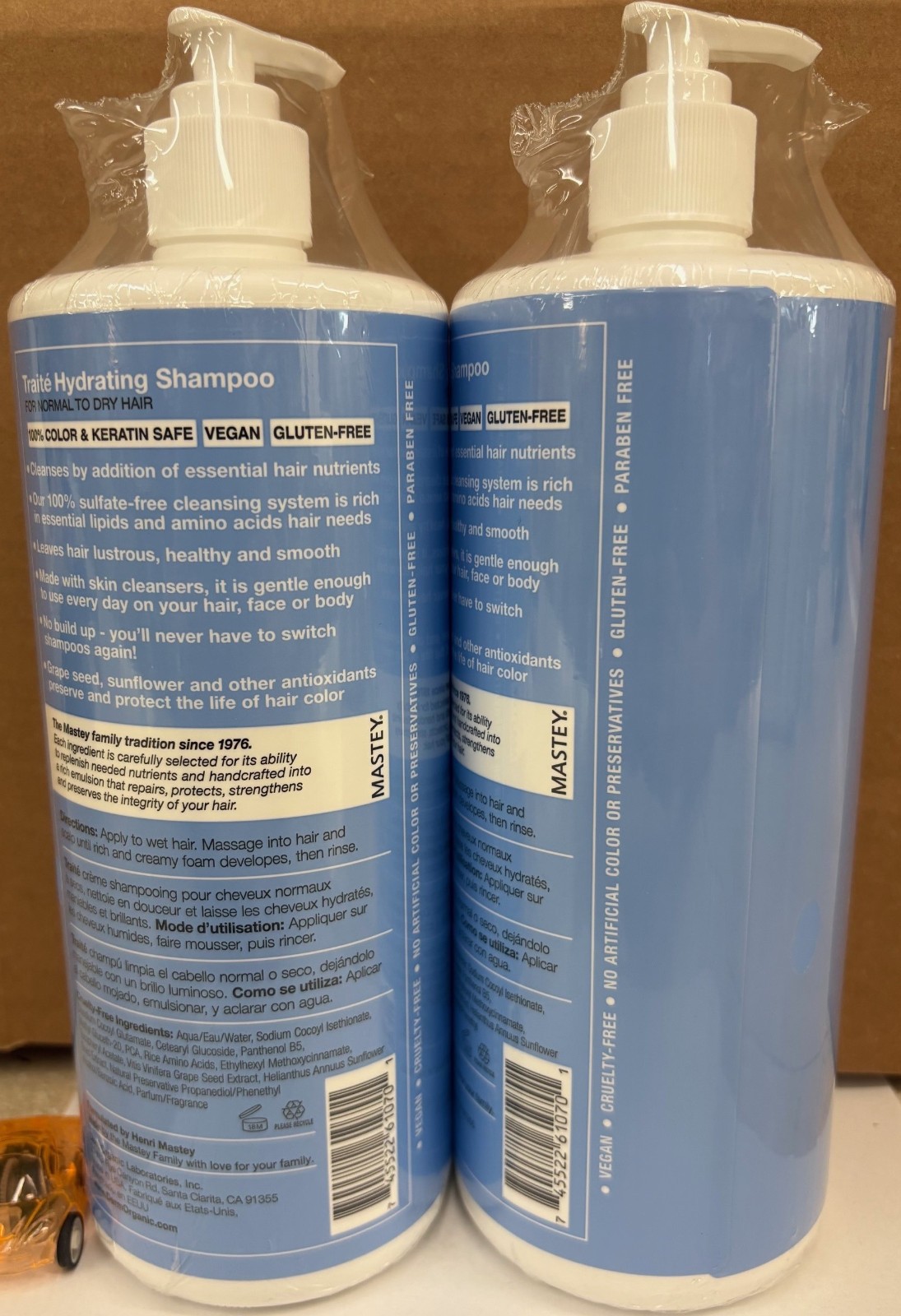2 Bottles of Mastey Traite Hydrating Shampoo 33 Oz Each, Sulfate Free Shampoo