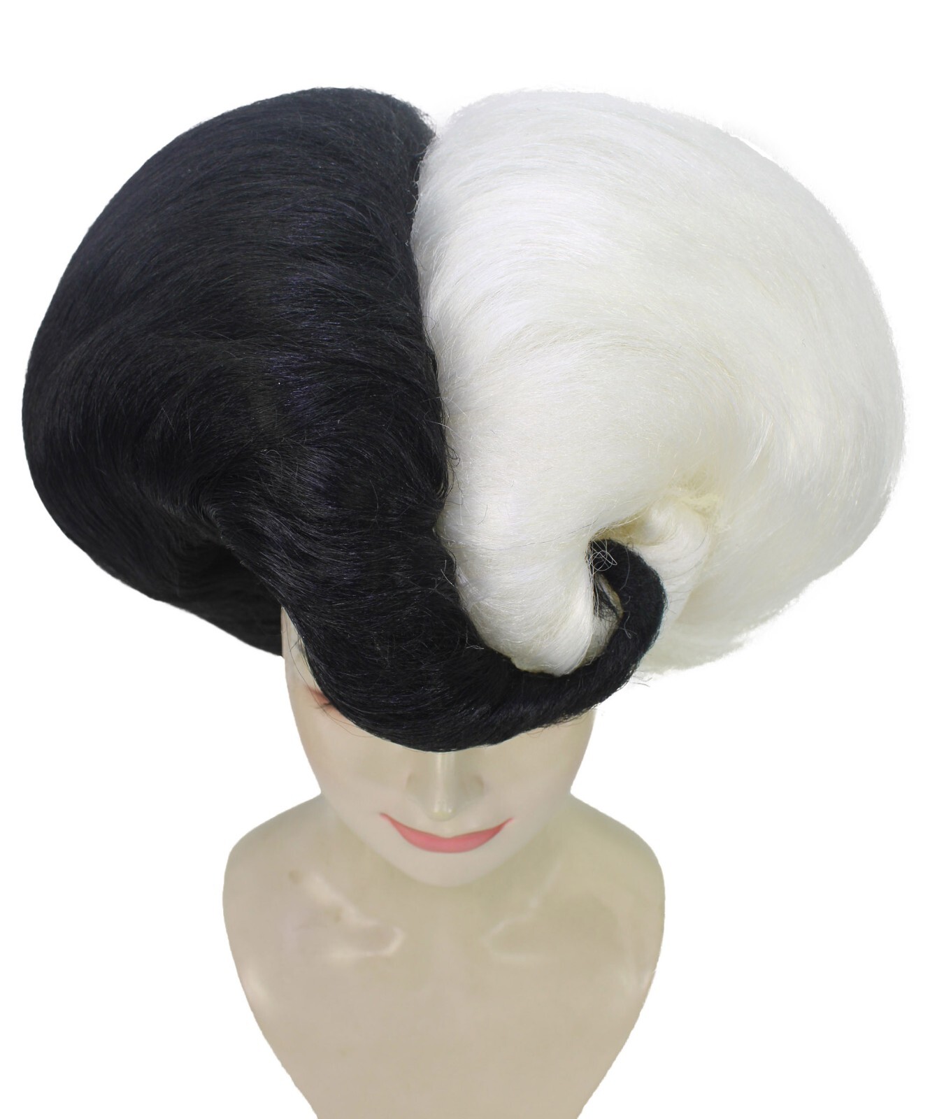 Adult Unisex Drag Queen Black-White Bouffant Wig, Non-flammable Synthetic Fiber