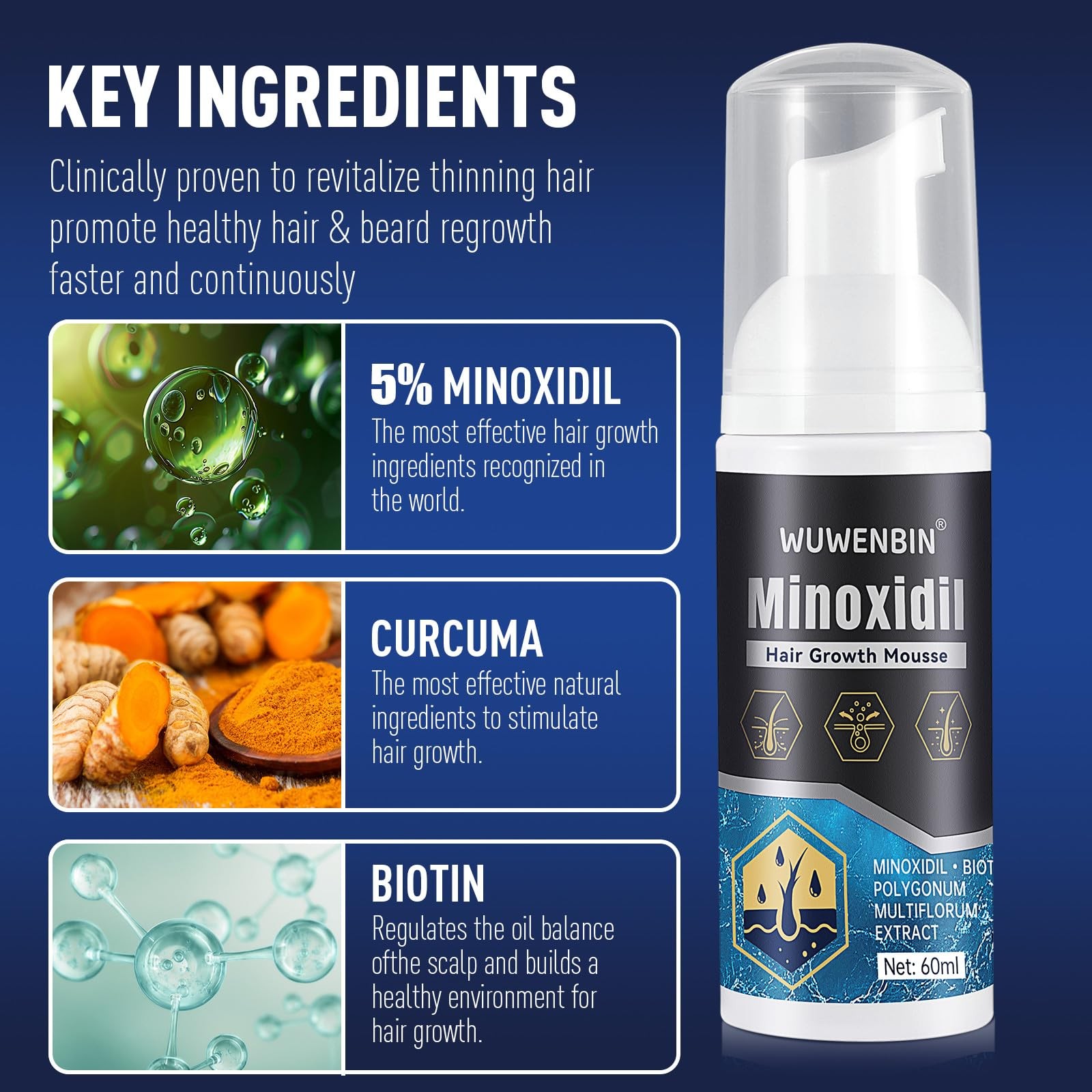 5% Minoxidil & Biotin Hair Growth Treatment for Thicker Hair 8 Month Supply