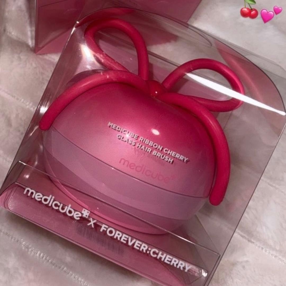 medicube x FOREVER:CHERRY Hair Brush Ribbon Cherry Pink Detangling NEW Popular