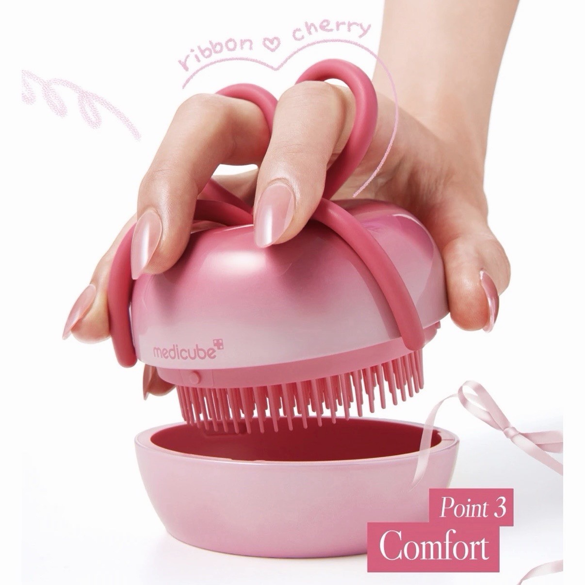medicube x FOREVER CHERRY Ribbon Cherry Hair Brush Pink Limited Edition k-beauty