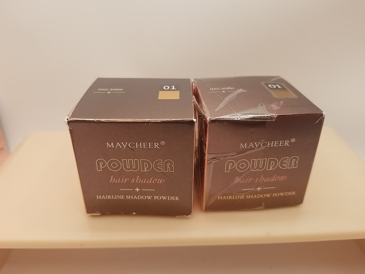 Lot Of 2 Maycheer Hairline Shadow Powder # 01 Dark Brown NEW Exp 2030