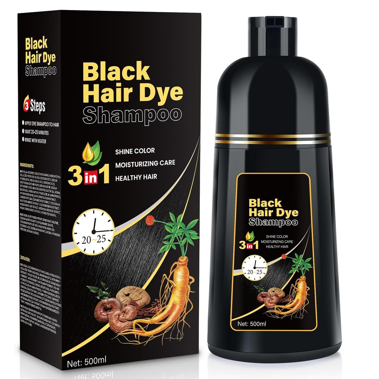 NEW Hair Dye Shampoo 3 in 1 for Women/Men for Gray Coverage Instant Hair Color